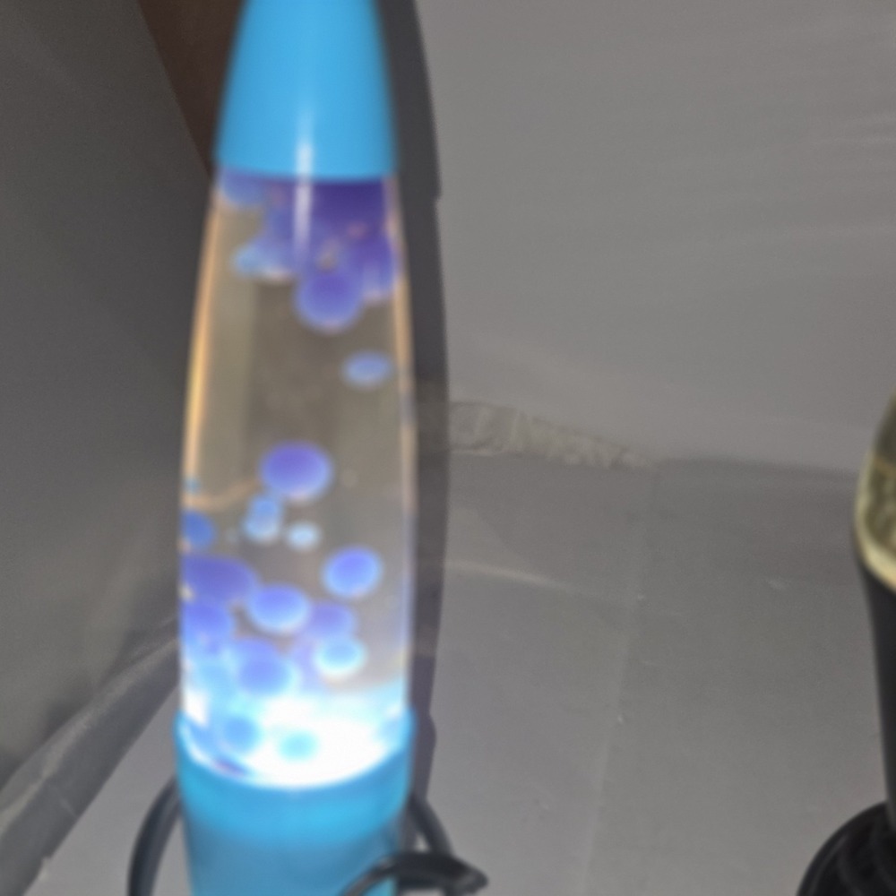 Retro Liquid Motion Lava Lamp Night‎ Light Blue Wax Clear Fluid Blue Base Tested